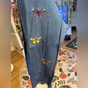 Butterfly Embroidered Straight Leg Jeans Coquette Y2K Size 4X